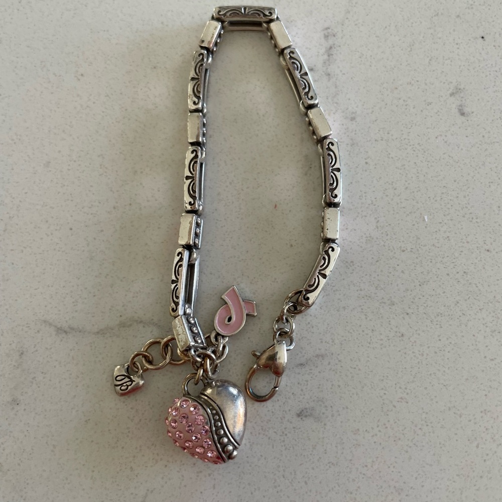 Brighton Silver and Pink Heart Bracelet